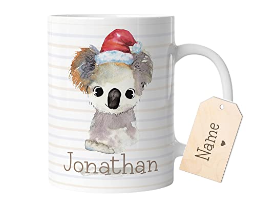 timalo® Tasse mit Namen | Koala Tiere Personalisierte Tasse mit Wunschname für Kinder zu Weihnachten Nikolaus Geschenktasse Jungen und Mädchen | mug-tx-9 von timalo