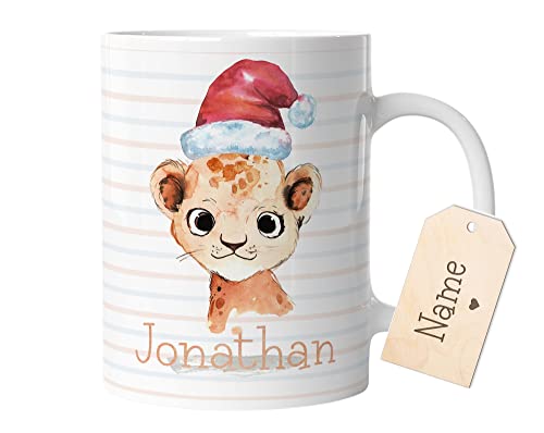 timalo® Tasse mit Namen Weihnachten | Löwe Personalisierte Tasse Wunschname Geschenktasse für Kinder Jungen und Mädchen | mug-tx-15 von timalo