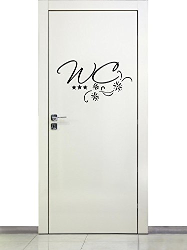 timalo® Türaufkleber WC | Wandtattoo Toilette Text Aufkleber Tür Bad 72017-29x16 cm mit Sternen, Beschriftung Badezimmer von timalo