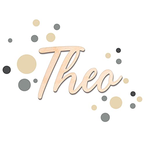 timalo® Türschild Holz personalisiert mit Namen. Individuelles Namensschild Kinderzimmer 3D Schriftzug Dekoration Tür Wanddeko Aufkleber | wood2-b-Kreise-20cm von timalo