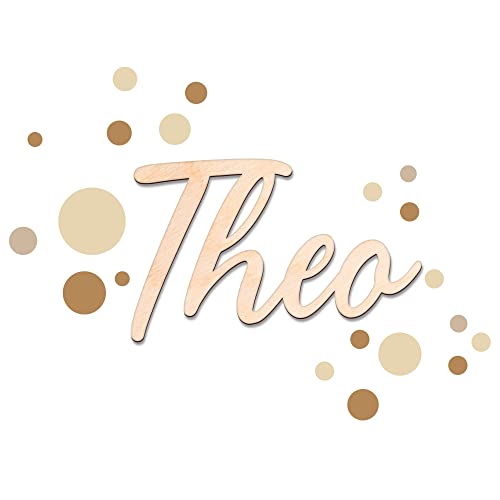 timalo® Türschild Holz personalisiert mit Namen. Individuelles Namensschild Kinderzimmer 3D Schriftzug Dekoration Tür Wanddeko Aufkleber | wood2-m-Kreise-40cm von timalo