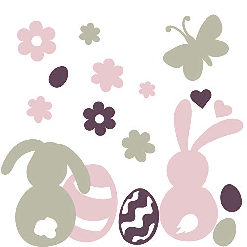 timalo® Wandtattoo Fensterbild Kinderzimmer Ostern Set Pastell – Aufkleber Osterhase Bastelset | 73093-SET1-3-boegen | altrosa warmgrau aubergine von timalo