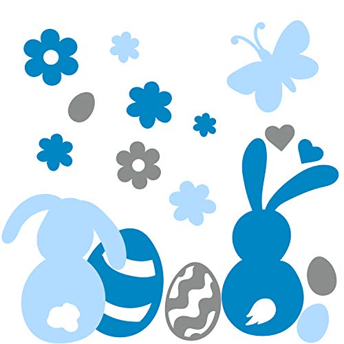 timalo® Wandtattoo Fensterbild Kinderzimmer Ostern Set Pastell – Aufkleber Osterhase Bastelset | 73093-SET2-3-boegen | hellblau puderblau grau von timalo