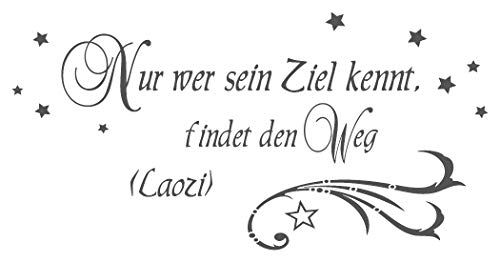 timalo® Wandtattoo 'Nur wer sein Ziel kennt findet den Weg – Laozi Sprüche mit Sternen' | 68017-a1-dunkelgrau-100x50 von timalo