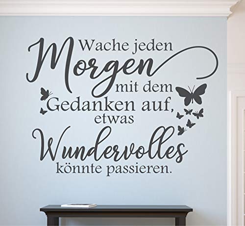 timalo® Wandtattoo Spruch Schlafzimmer - Wache jeden Morgen mit dem Gedanken auf | 11001-Anthrazit-M-110x80 von timalo