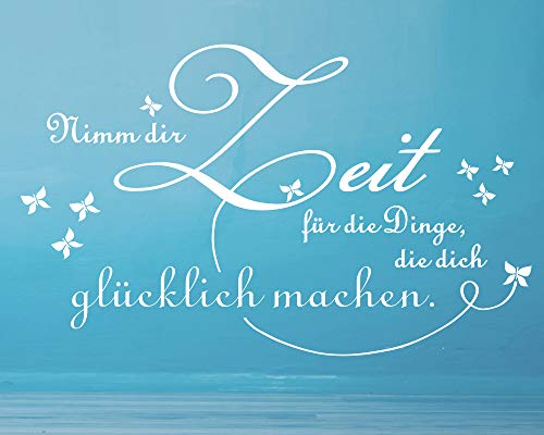 timalo® Wandtattoo Spruch fürs Wohnzimmer Nimm dir Zeit für die Dinge | 75021-dunkelbraun-120x58 von timalo