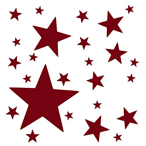 timalo® Wandtattoo Sterne Kinderzimmer Mädchen Jungen – Groß Uni Matt selbstklebende Aufkleber | 73097-Burgunder-M-20 von timalo