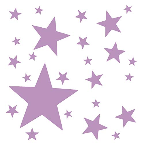 timalo® Wandtattoo Sterne Kinderzimmer Mädchen Jungen – Groß Uni Matt selbstklebende Aufkleber | 73097-Flieder-M-40 von timalo