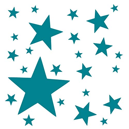 timalo® Wandtattoo Sterne Kinderzimmer Mädchen Jungen – Groß Uni Matt selbstklebende Aufkleber | 73097-Tuerkis-M-40 von timalo