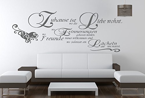 timalo® Wandtattoo Wohnzimmer Wandtatoo Aufkleber Spruch Wandspruch - Zuhause ist wo die Liebe wohnt - 1pt2-pk29 (groß 160x58 cm) von timalo