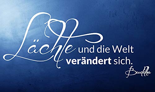 timalo® Wandtattoo Zitat von Buddha – „Lächle und die Welt verändert sich“ | 75013-dunkelrot-58x26cm von timalo