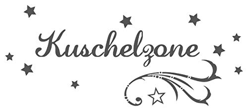 timalo® Wandtattoo fürs Wohnzimmer 'Kuschelzone mit Sternen' | 68001-a1-dunkelgrau-58x25 von timalo