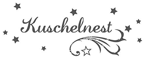 timalo® Wandtattoo fürs Schlafzimmer 'Kuschelnest mit Sternen' | 68005-a1-dunkelbraun-120x47 von timalo