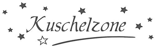 timalo® Wandtattoo fürs Schlafzimmer 'Kuschelzone mit Sternen' | 68006-a1-dunkelgrau-120x34 von timalo