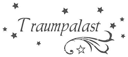 timalo® Wandtattoo fürs Schlafzimmer zum Träumen 'Traumpalast mit Sternen' | 68010-a1-dunkelgrau-58x25 von timalo