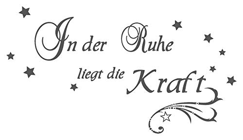 timalo® Wandtattoo fürs Wohnzimmer 'In der Ruhe liegt die Kraft - Sprüche mit Sternen' | 68021-a1-dunkelgrau-180x90 von timalo