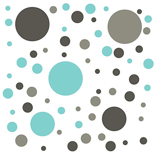 timalo® Wandtattoo selbstklebende Punkte Aufkleber bunte Kreise | 73071-Tricolore-Dgrau-grau-mint-81 von timalo