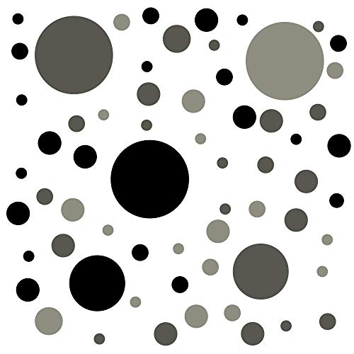 timalo® Wandtattoo selbstklebende Punkte Aufkleber bunte Kreise | 73071-Tricolore-Dgrau-grau-schwarz-81 von timalo