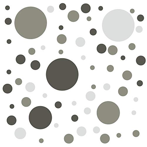 timalo® Wandtattoo selbstklebende Punkte Aufkleber bunte Kreise | 73071-tricolore-grau-81 von timalo