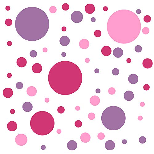 timalo® Wandtattoo selbstklebende Punkte Aufkleber bunte Kreise | 73071-tricolore-pink-lavendel-rosa-81 von timalo