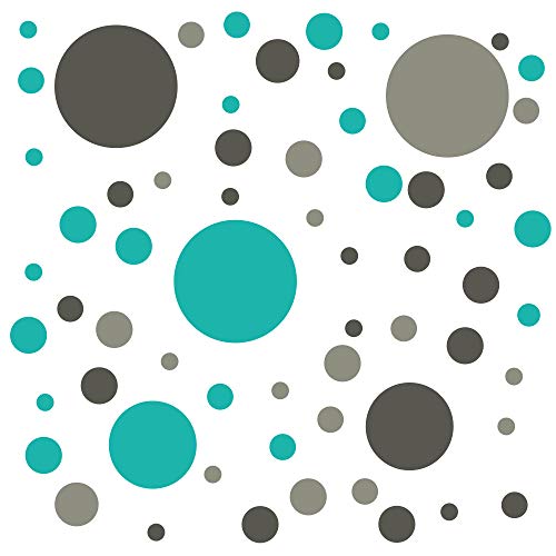 timalo® Wandtattoo selbstklebende Punkte Aufkleber bunte Kreise | 73071-Tricolore-Dgrau-grau-tuerkis-81 von timalo