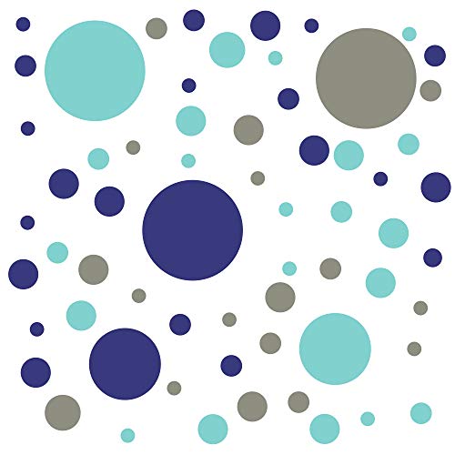 timalo® Wandtattoo selbstklebende Punkte Aufkleber bunte Kreise | 73071-tricolore-blau-grau-mint-81 von timalo