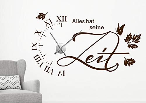 timalo® Wanduhr Wandtattoo Spruch 'Alles hat seine Zeit' mit Uhrwerk – Uhr zum Aufkleben | 76037-kupfer-58x33-Uhrwerk-schwarz von timalo