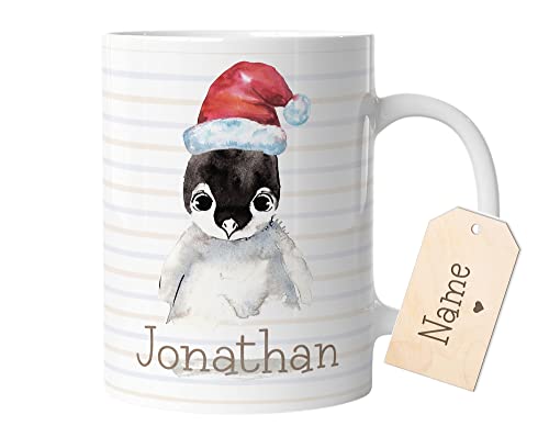 timalo® Weihnachten Tasse mit Namen | Pinguin Personalisierte Tasse Wunschname personalisierbare Geschenk Nikolaus für Kinder Jungen und Mädchen individuell | mug-tx-19 von timalo