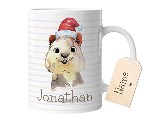 timalo® Weihnachten Tasse mit Namen bedrucken lassen | Quoka Tiere Personalisierte Tasse Nikolaus mit Wunschname für Kinder | mug-tx-10 von timalo