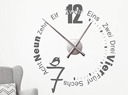 timalo® XXL Wanduhr Wohnzimmer Wandtattoo 'Modern und schlicht' mit Uhrwerk – Uhr zum Aufkleben | 76055-dunkelbraun-45x49-Uhr-schwarz von timalo