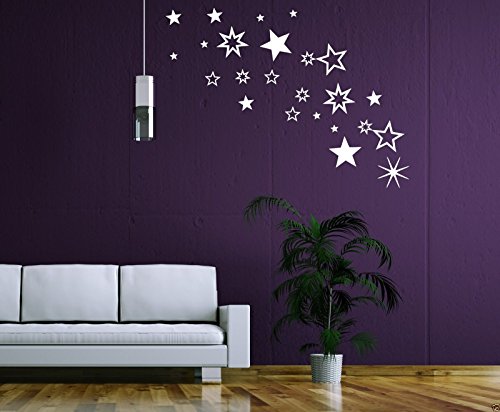 30 selbstklebende Sterne Fensteraufkleber 70001 - dunkelrot weinrot - Deko Wandaufkleber Fensterbild, Fahrradaufkleber, Wandtattoo Sternchen - 30 Farben wählbar von timalo