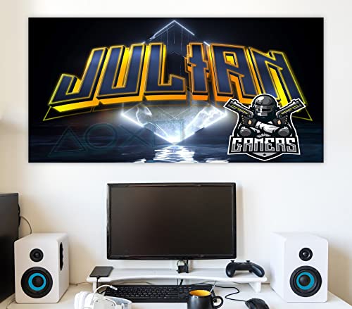 timalo Cooles Poster mit Namen für die Wand & Tür | Modernes Wandbild für Jugendliche Kinderzimmer Wandtattoo gaming Geschenk Teeanger Jungs personalisiert | gamer17-1-B100xH61cm von timalo