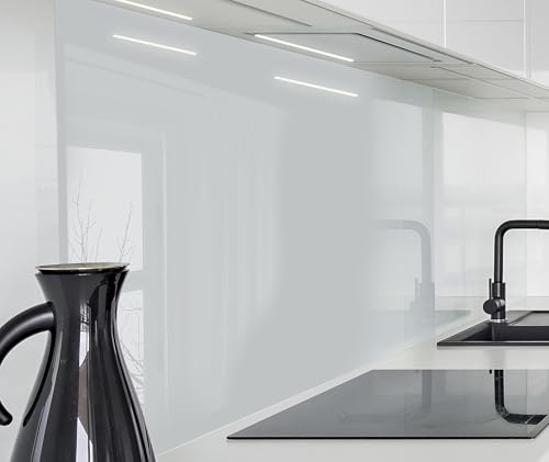 timalo Herd Spritzschutz Wand Platte Spüle, Küche Küchenrückwand Glasoptik | Acryl Glas 2mm | Glasrückwand Acrylglas Rückwandschutz Uni unifarben einfarbig | 120x60cm Hellgrau, Grau von timalo