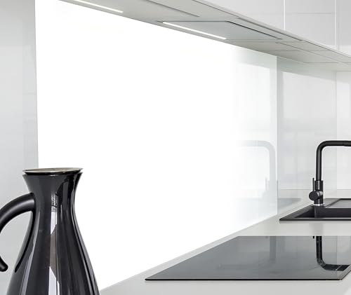 timalo Herd Spritzschutz Wand Platte Spüle, Küche Küchenrückwand Glasoptik | Acryl Glas 2mm | Glasrückwand Acrylglas Rückwandschutz Uni unifarben einfarbig | 80x50cm Pure White, Weiß von timalo