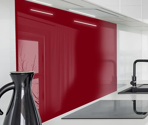 timalo Herd Spritzschutz Wand Platte Spüle, Küche Küchenrückwand Glasoptik | Acryl Glas 2mm | Glasrückwand Acrylglas Rückwandschutz Uni unifarben einfarbig | 80x60cm Dunkelrot, Burgunder von timalo