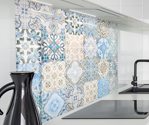 timalo Herd Spritzschutz Wand Spüle, Küche Küchenrückwand Glasoptik | Acryl Glas 2mm | Glasrückwand Acrylglas Küchenpaneele Rückwandschutz Platte | 80x50cm Vintage Fliesen Muster Blau timalo Herd Spritzschutz Wand Spüle, Küche Küchenrückwand Glasoptik | Acryl Glas 2mm | Glasrückwand Acrylglas Küchenpaneele Rückwandschutz Platte | 80x50cm Vintage Fliesen Muster Blau von timalo