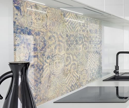 timalo Herd Spritzschutz Wand Spüle, Küche Küchenrückwand Glasoptik | Acryl Glas 2mm | Glasrückwand Acrylglas Küchenpaneele Rückwandschutz Platte | 80x60cm Orientalisches Vintage Muster von timalo
