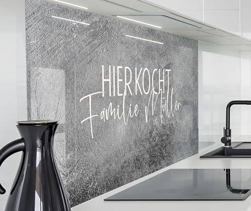 timalo Herd Spritzschutz Wand Spüle, Küche Küchenrückwand Glasoptik | Acryl Glas 2mm | Glasrückwand Acrylglas - personalisiert mit Namen - Rückwandschutz Platte | 80x60cm Granit, Steinplatte von timalo