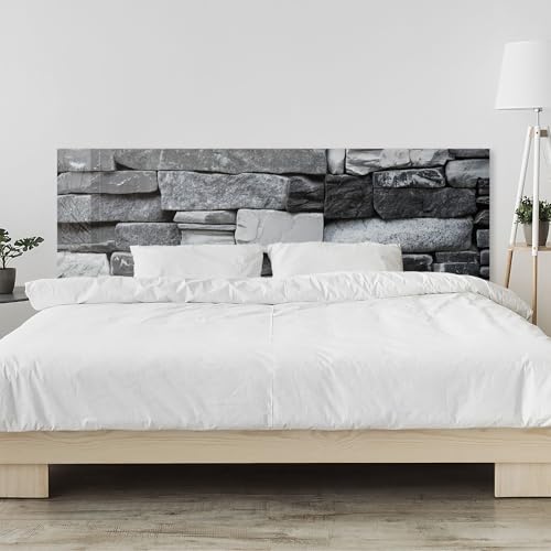 timalo Kopfteil fürs Bett 100 x 50 cm | Bruchstein Steine grau | Design-Wandpaneel für Schlafzimmer – Acrylglas 2 mm – Bettrückwand & Wandschutz Bett von timalo