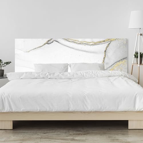 timalo Kopfteil fürs Bett 100 x 50 cm | Marmor weiß Gold | PMMA Acrylglas 2 mm – dekorative Bettrückwand, Wandpaneel & Wandschutz für Schlafzimmer von timalo