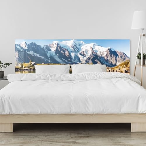 timalo Kopfteil fürs Bett 100 x 50 cm | Mont Blanc – Natur, Panorama, Berge See | PMMA Acrylglas 2 mm – dekorative Bettrückwand, Wandpaneel & Wandschutz für Schlafzimmer von timalo