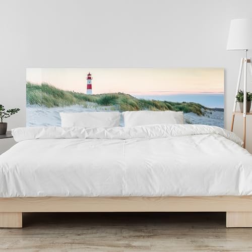 timalo Kopfteil fürs Bett 120 x 60 cm | Leuchtturm, Nordsee, Ostsee, Meer, Strand, Dünen | Acrylglas Wandpaneel – 2 mm PMMA – Bettrückwand, Wandschutz & Schlafzimmer Deko Bett Kopfende von timalo