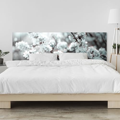 timalo Kopfteil fürs Bett 120 x 80 cm | Blühender Kirschbaum – Frühlingsblüten, Blumen | Wandverkleidung Schlafzimmer – Acrylglas 2 mm – Bettrückwand/Wandschutz, modernes Wandpaneel von timalo