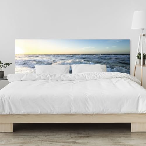 timalo Kopfteil fürs Bett 120 x 80 cm | Meer, Wellen, Strand, Sonnenuntergang | Wandpaneel für Bettseite – Acrylglas (PMMA) 2 mm – Wandschutz & Bettrückwand Kopfenden Bett von timalo