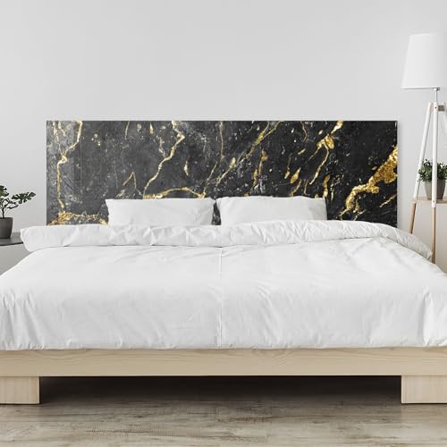 timalo Kopfteil fürs Bett 120 x 80 cm | Schwarzer Marmor mit Gold | Design-Wandpaneel für Schlafzimmer – Acrylglas 2 mm – Bettrückwand & Wandschutz Bett von timalo