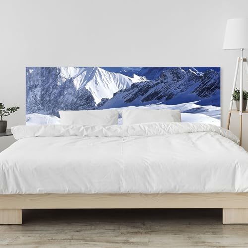 timalo Kopfteil fürs Bett 140 x 50 cm | Winterlandschaft, verschneite Berge, Alpen, Schnee, Natur | Wandpaneel mit Motivdruck – Acrylglas 2 mm – Bettrückwand & Wandschutz, schlafzimmergeeignet von timalo