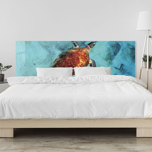 timalo Kopfteil fürs Bett 160 x 50 cm | Schildkröte im blauen Meer, Wasser | Wandschutz hinter dem Bett – Acrylglas 2 mm – Wandpaneel & Bettrückwand, dekorative Wanddeko von timalo