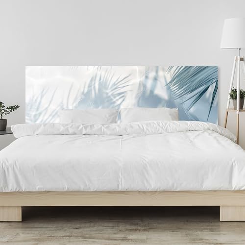 timalo Kopfteil fürs Bett 170 x 58 cm | Palmenblätter & Wasser – tropisch, Strand, Sommer | Wandpaneel Schlafzimmer – Acrylglas (PMMA) 2 mm – Bettrückwand & Wandschutz, Moderne Wandverkleidung von timalo