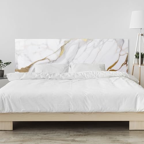 timalo Kopfteil fürs Bett 170 x 58 cm | Weißer Marmor mit Gold | Acrylglas Schutzplatte – 2 mm – Wandpaneel Schlafzimmer, Bettrückwand & Wandschutz von timalo