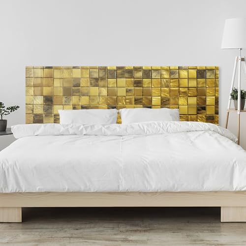 timalo Kopfteil fürs Bett 180 x 58 cm | Goldene Mosaikfliesen | Wandschutz Bett – Acrylglas 2 mm – dekoratives Wandpaneel für Schlafzimmer, seitliche/hintere Montage von timalo